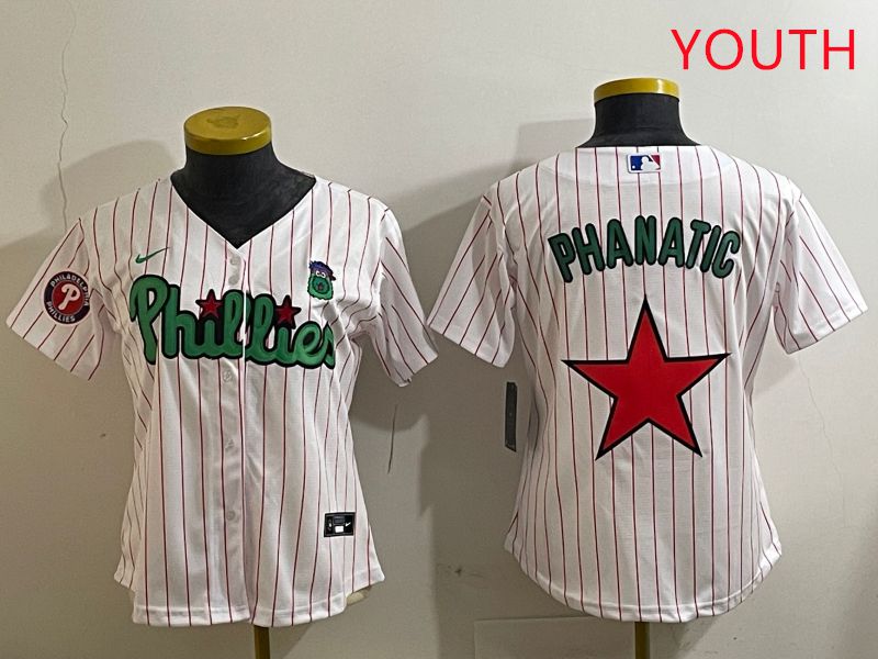 Youth Philadelphia Phillies Blank White Stripe Second generation joint name 2025 Nike MLB Jersey style 11